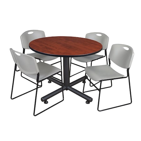 Kobe Kobe Round Table & Chair Set, Wood, Metal, Polypropylene Top TKB48RNDCH44GY